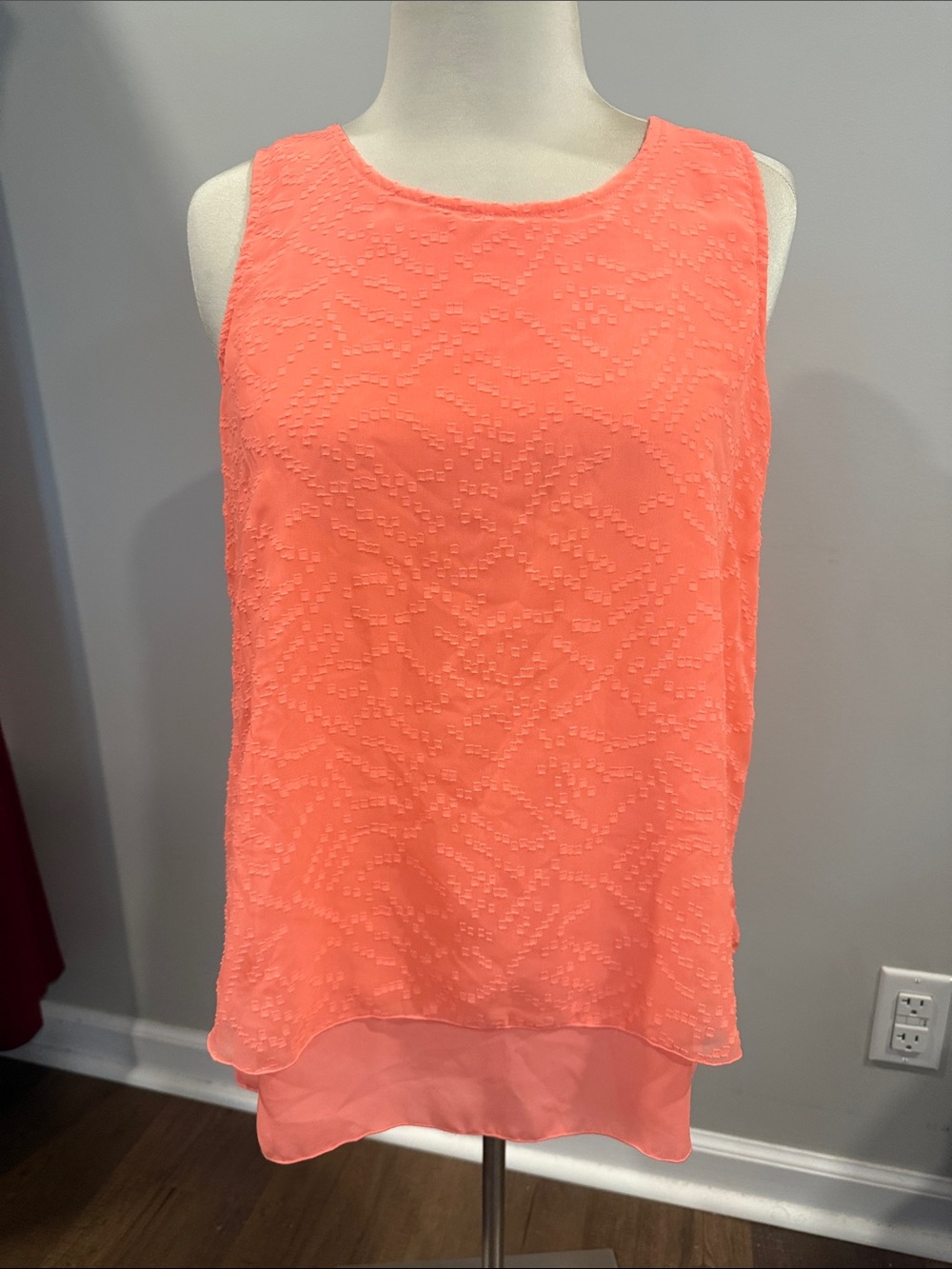 Apt. 9 Coral Textured Sleeveless Tank